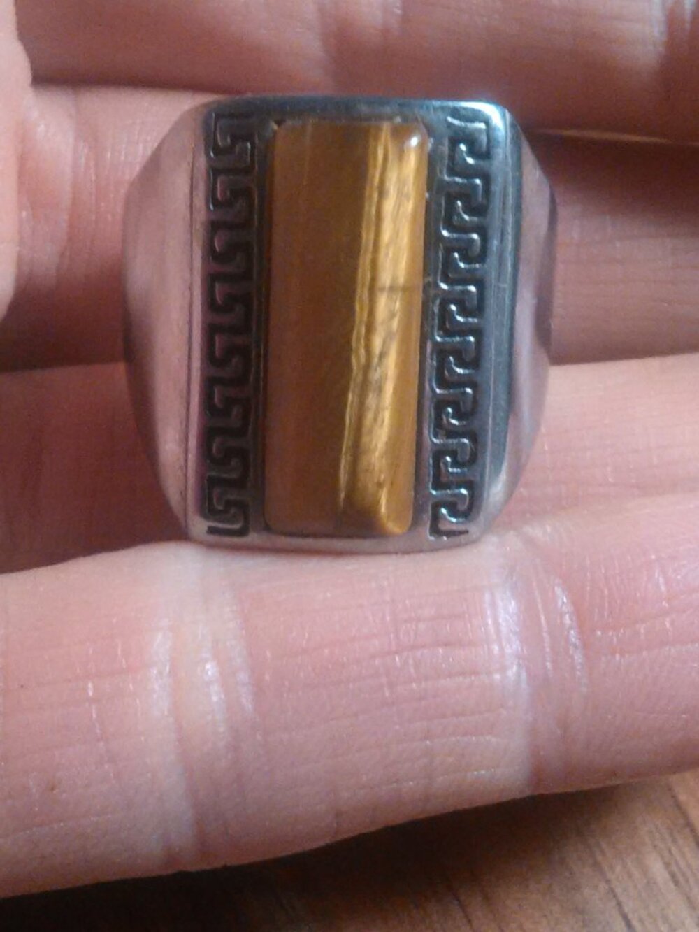 Men's Tiger's Eye Stainless Steel Ring (Size 10.25)